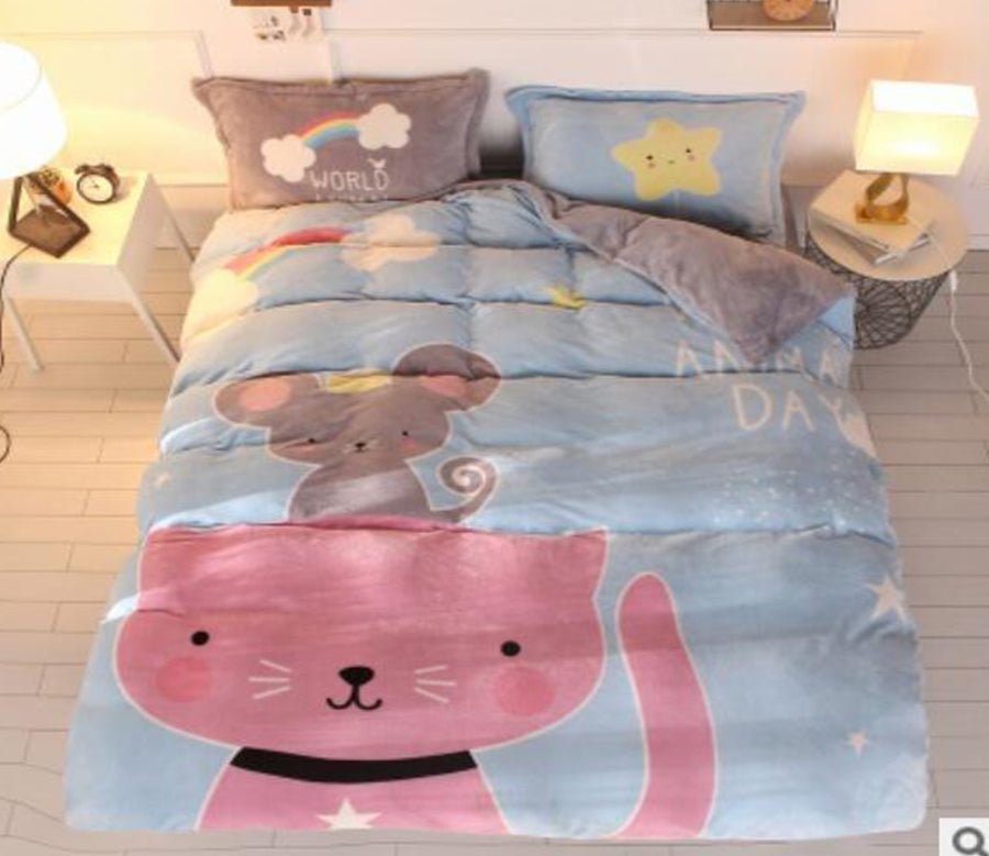 3D Mouse Cat 18034 Bed Pillowcases Quilt
