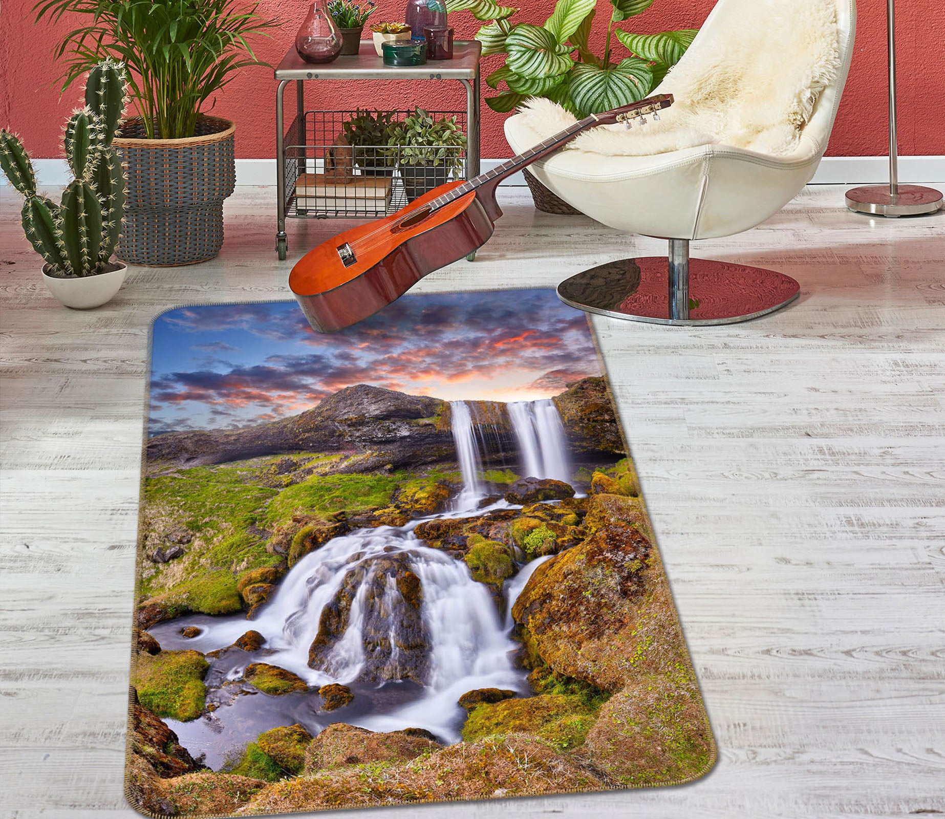 3D Mountain Waterfall 26209 Non Slip Rug Mat