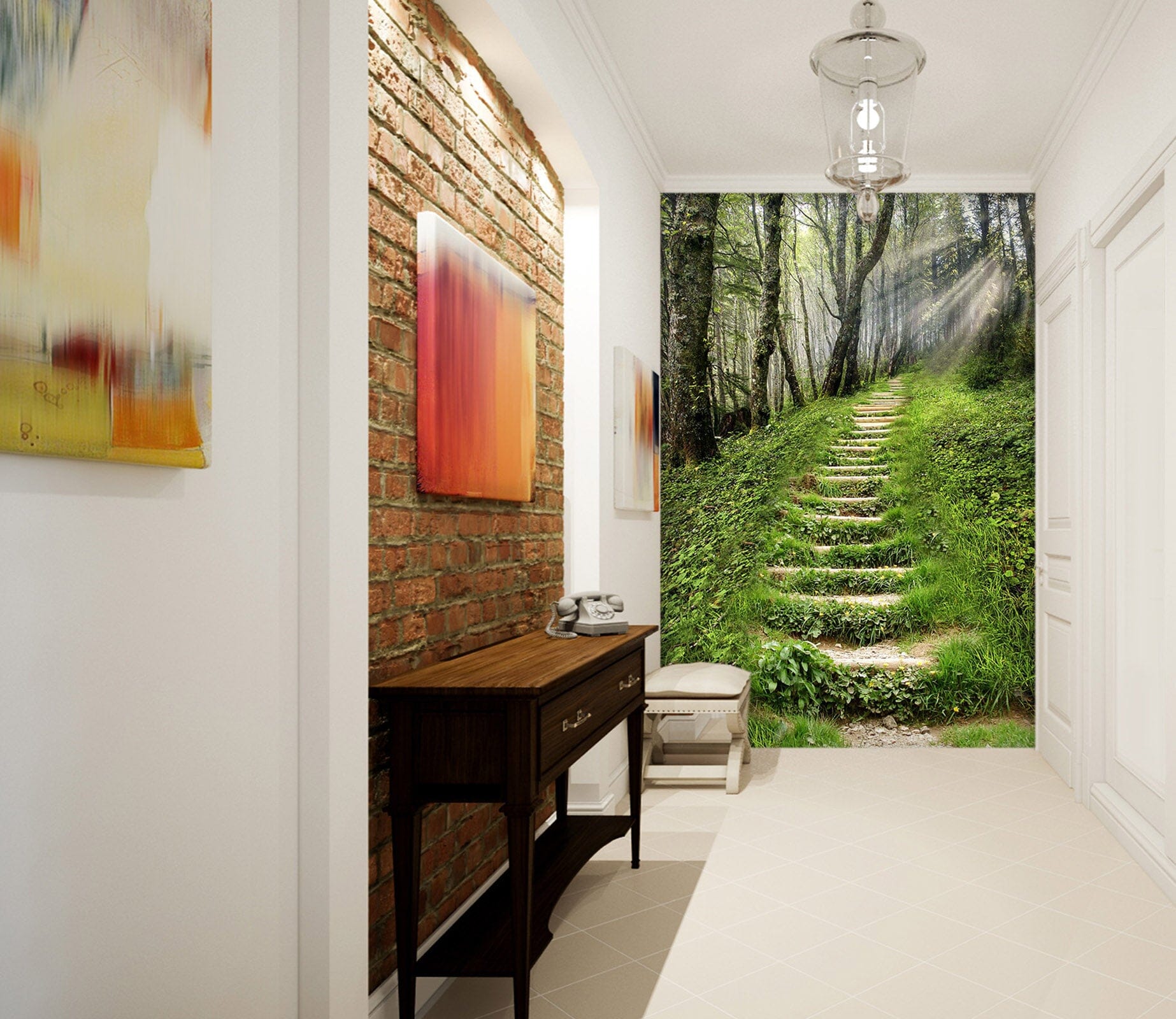 3D Stairway Woods 076 Wall Murals Wallpaper AJ Wallpaper 2 