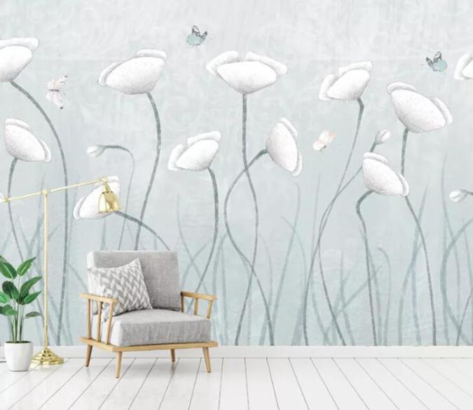 3D White Flowers 106 Wall Murals Wallpaper AJ Wallpaper 2 
