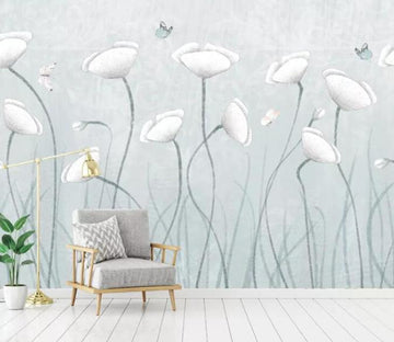 3D White Flowers 106 Wall Murals Wallpaper AJ Wallpaper 2 