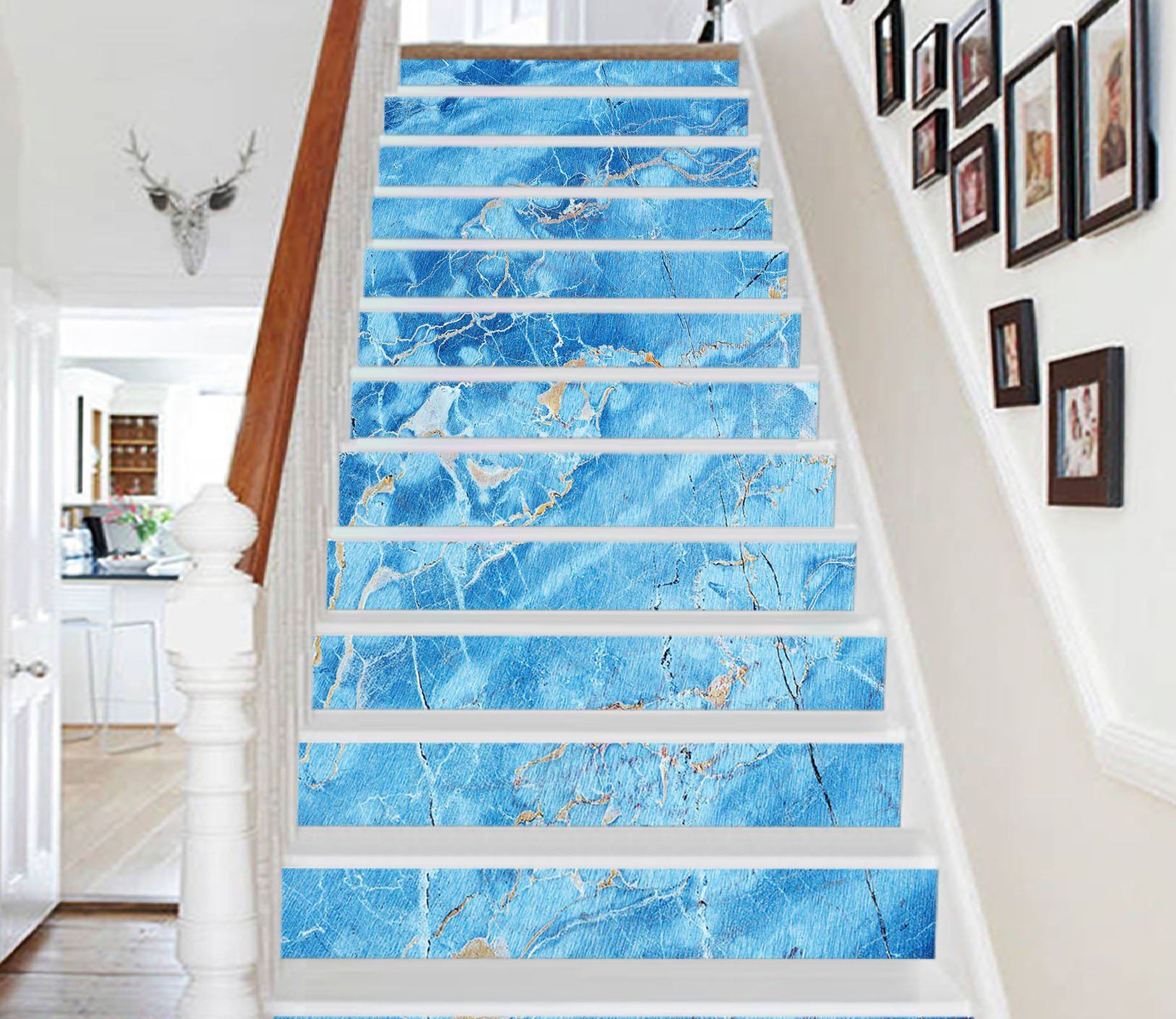 3D Blue Ocean 0661 Marble Tile Texture Stair Risers Wallpaper AJ Wallpaper 