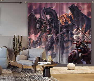 3D Dragon Warrior 5063 Tom Wood Curtain Curtains Drapes
