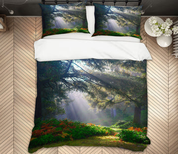 3D Trees Sunlight 13002 Bed Pillowcases Quilt