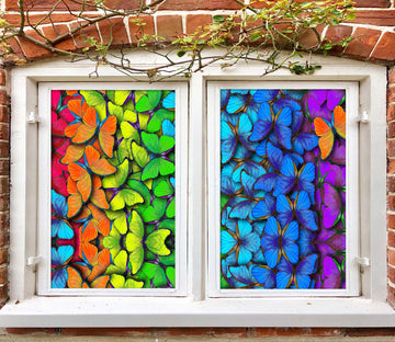 3D Color Butterfly 398 Window Film Print Sticker Cling Stained Glass UV Block