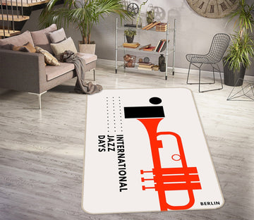 3D Red Trumpet Pattern 1057 Boris Draschoff Rug Non Slip Rug Mat Mat AJ Creativity Home 