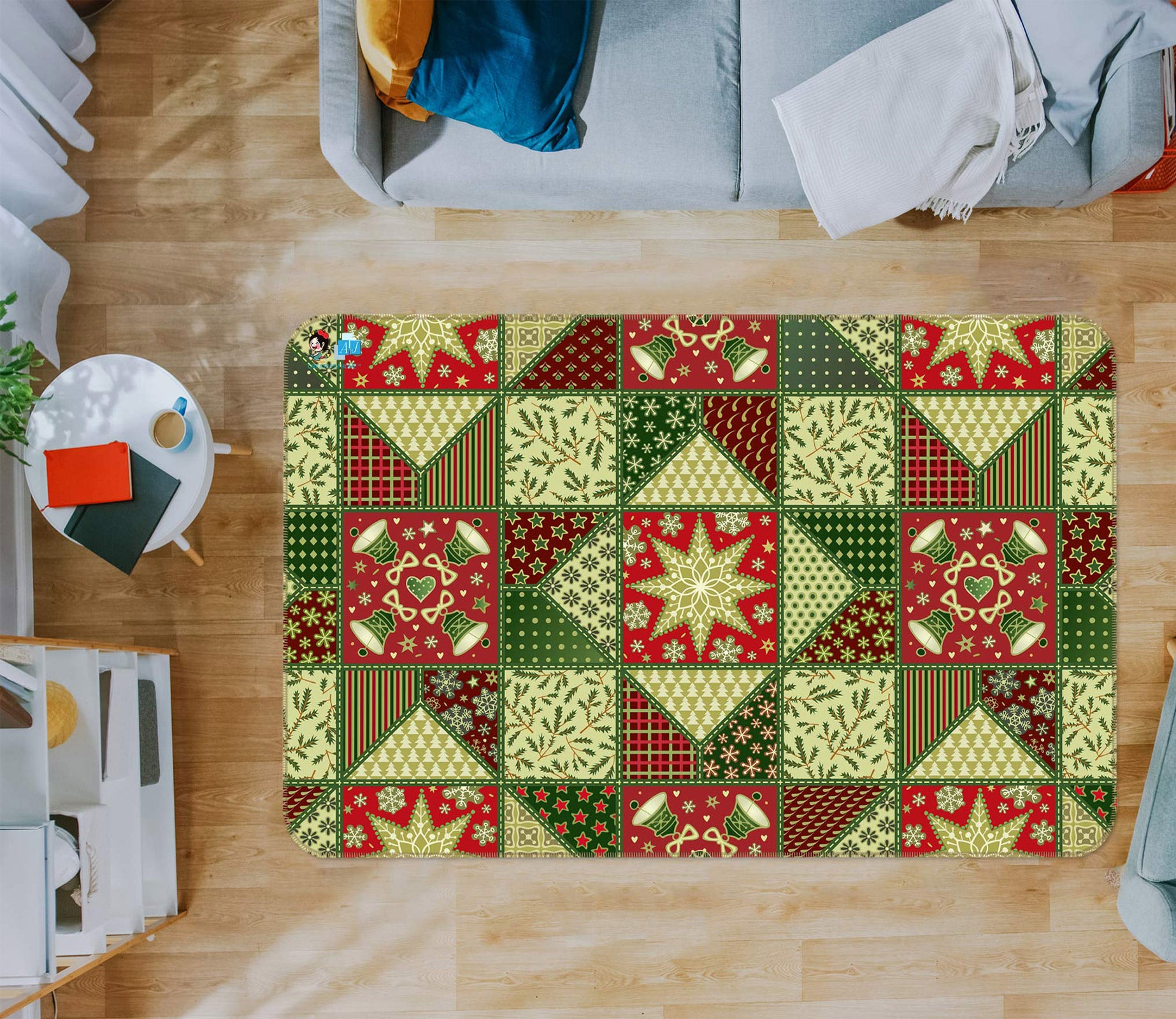 3D Green Pattern 54247 Christmas Non Slip Rug Mat Xmas