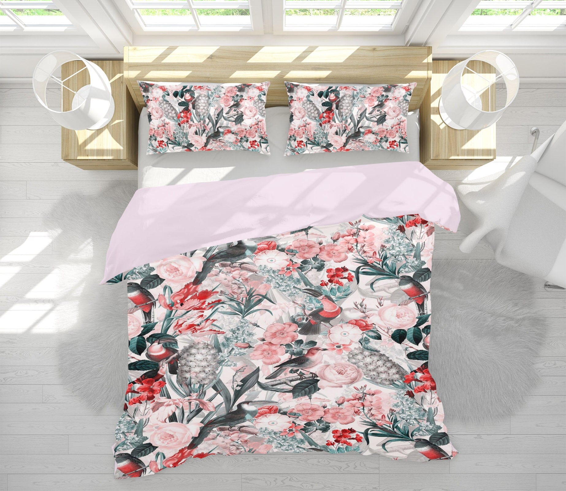 3D Pink Toucan 180 Uta Naumann Bedding Bed Pillowcases Quilt Quiet Covers AJ Creativity Home 