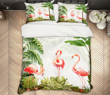 3D Leaves Flamingo 12097 Bed Pillowcases Quilt