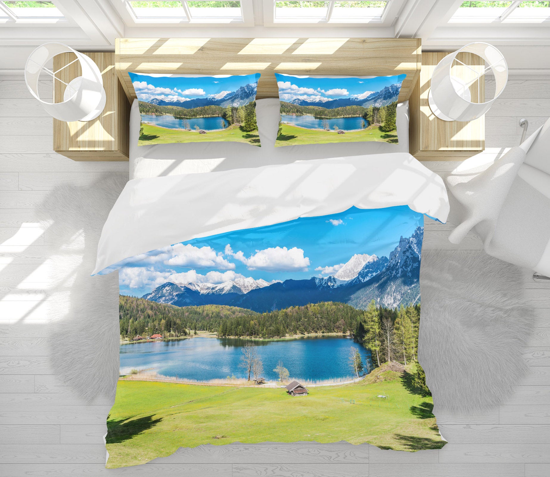 3D Snow Mountain Lake 60095 Bed Pillowcases Quilt
