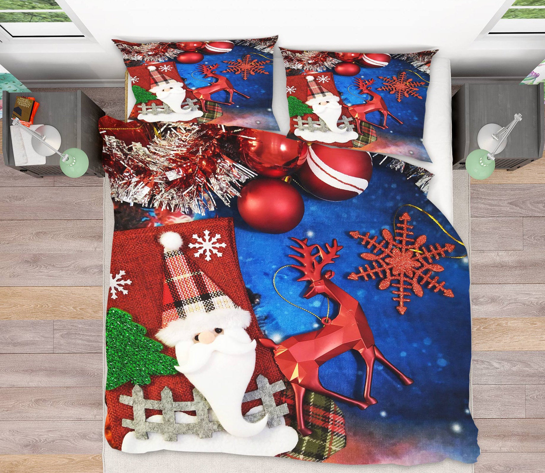 3D Santa Claus Deer 51050 Christmas Quilt Duvet Cover Xmas Bed Pillowcases