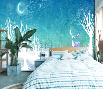 3D Deer Tree Moon 451 Wallpaper AJ Wallpaper 2 