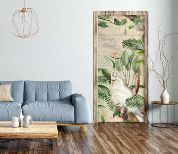 3D Leaves White Bird 11958 Andrea Haase Door Mural