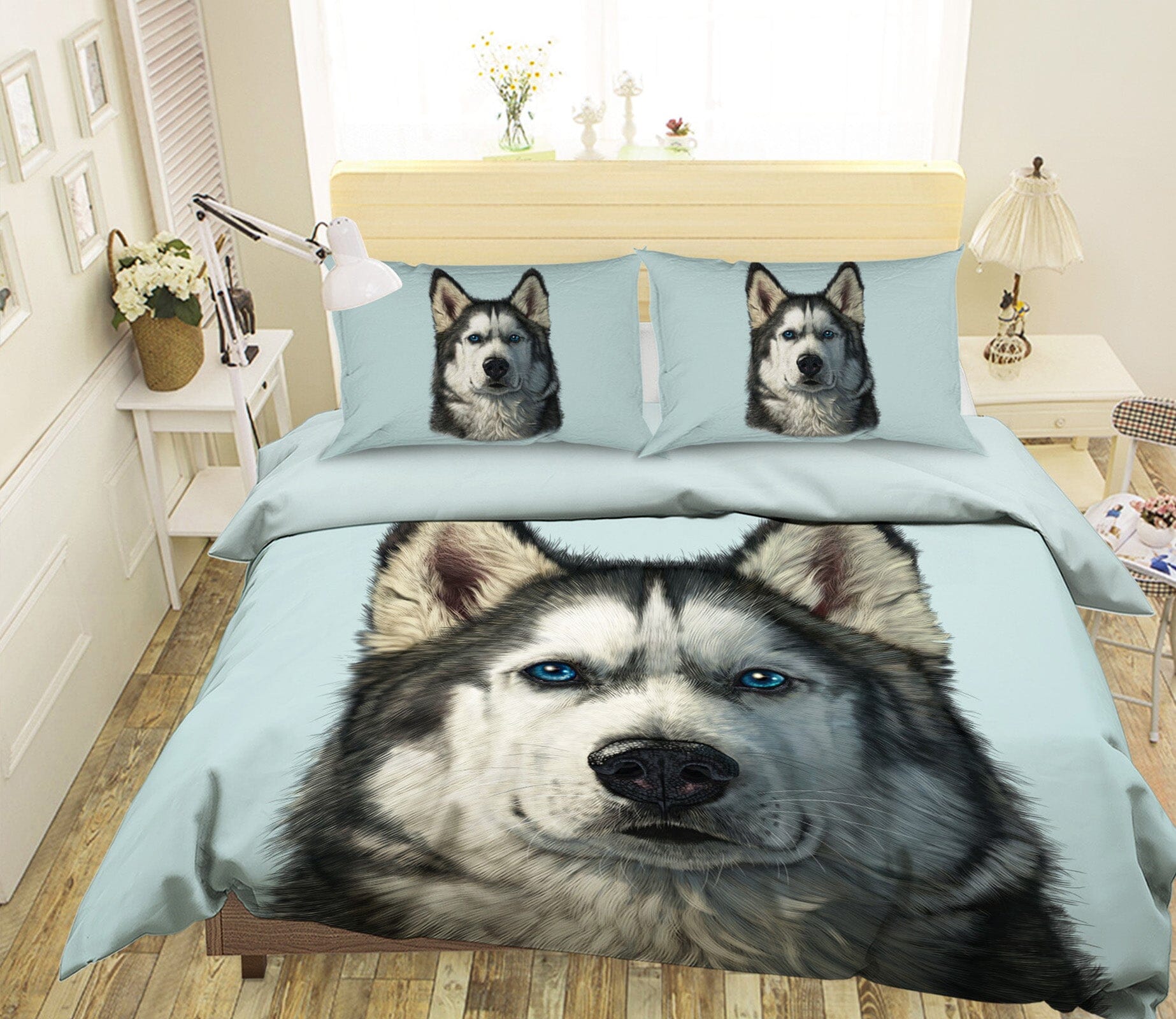 3D Husky Portrait 052 Bed Pillowcases Quilt Exclusive Designer Vincent Quiet Covers AJ Creativity Home 