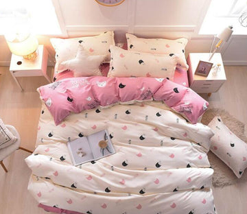 3D Cartoon Kitten Head 7107 Bed Pillowcases Quilt