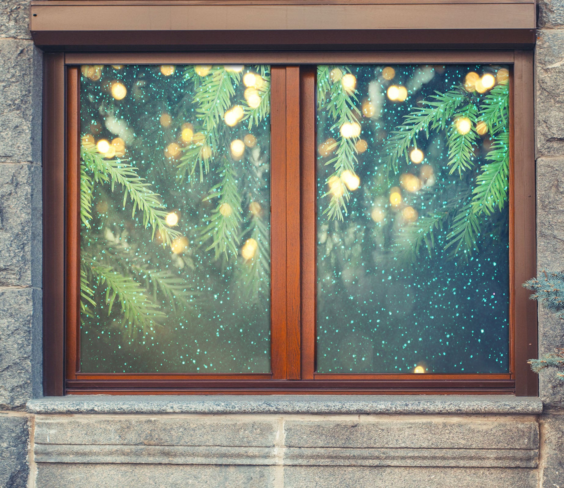 3D Branch Lights 43105 Christmas Window Film Print Sticker Cling Stained Glass Xmas