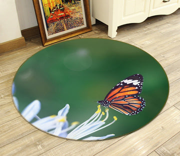 3D Flower Butterfly 050 Animal Round Non Slip Rug Mat Mat AJ Creativity Home 