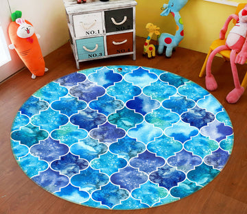 3D Blue Pattern 81175 Round Non Slip Rug Mat