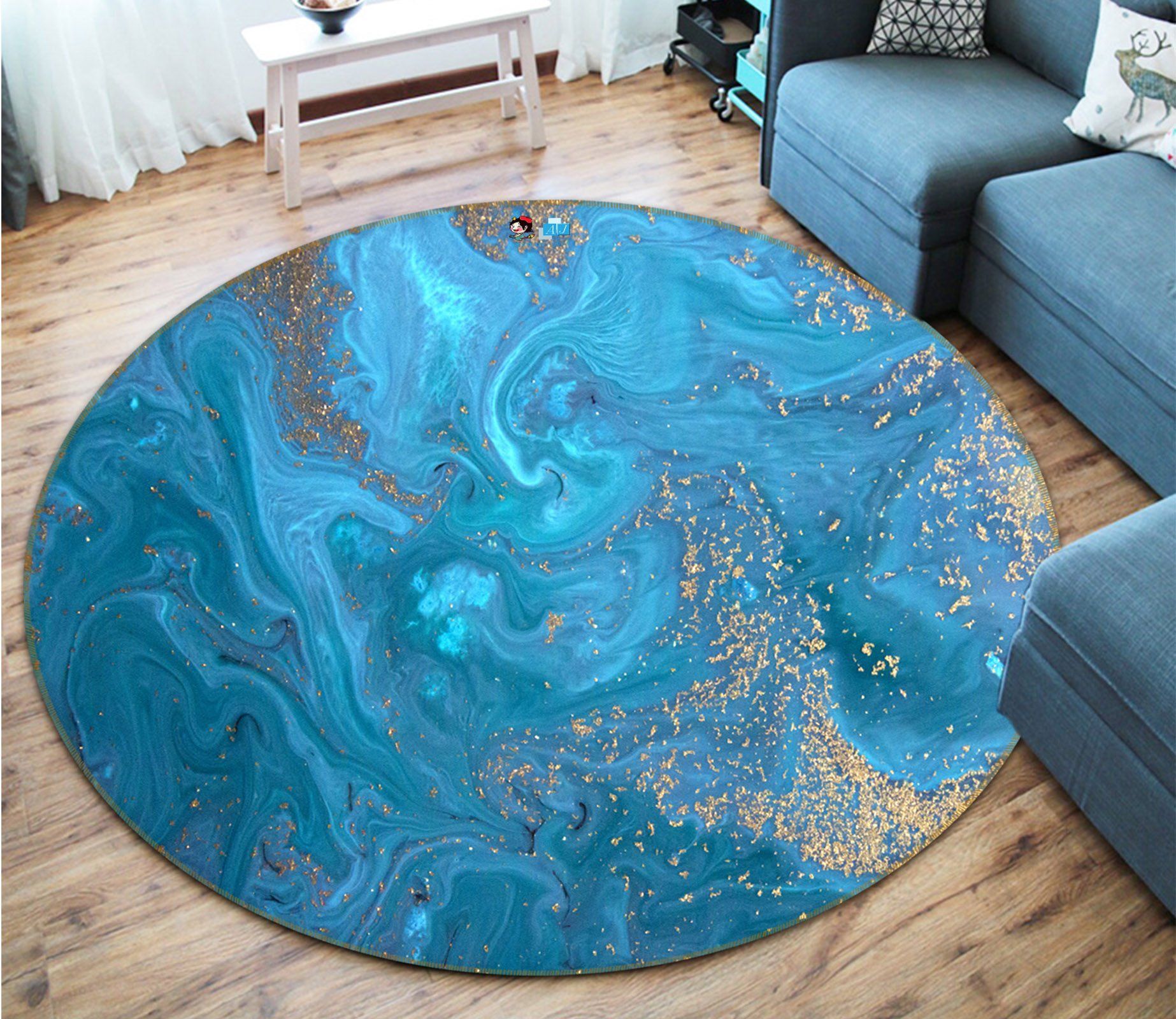 3D Blue Water Ripple 686 Round Non Slip Rug Mat Mat AJ Creativity Home 