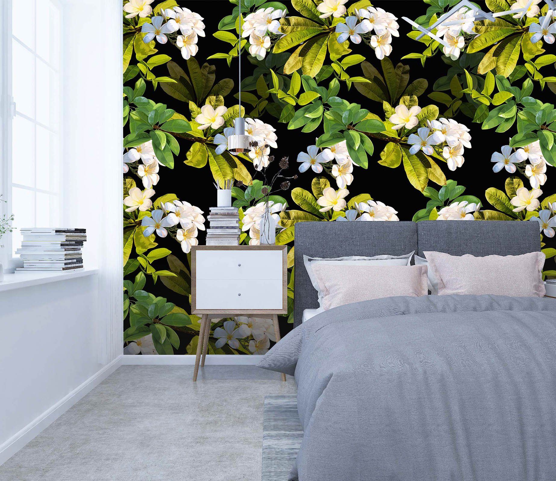 3D Blooming White Flower 44 Wall Murals Wallpaper AJ Wallpaper 2 