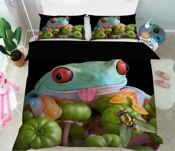 3D Color Frog 1909 Bed Pillowcases Quilt Quiet Covers AJ Creativity Home 
