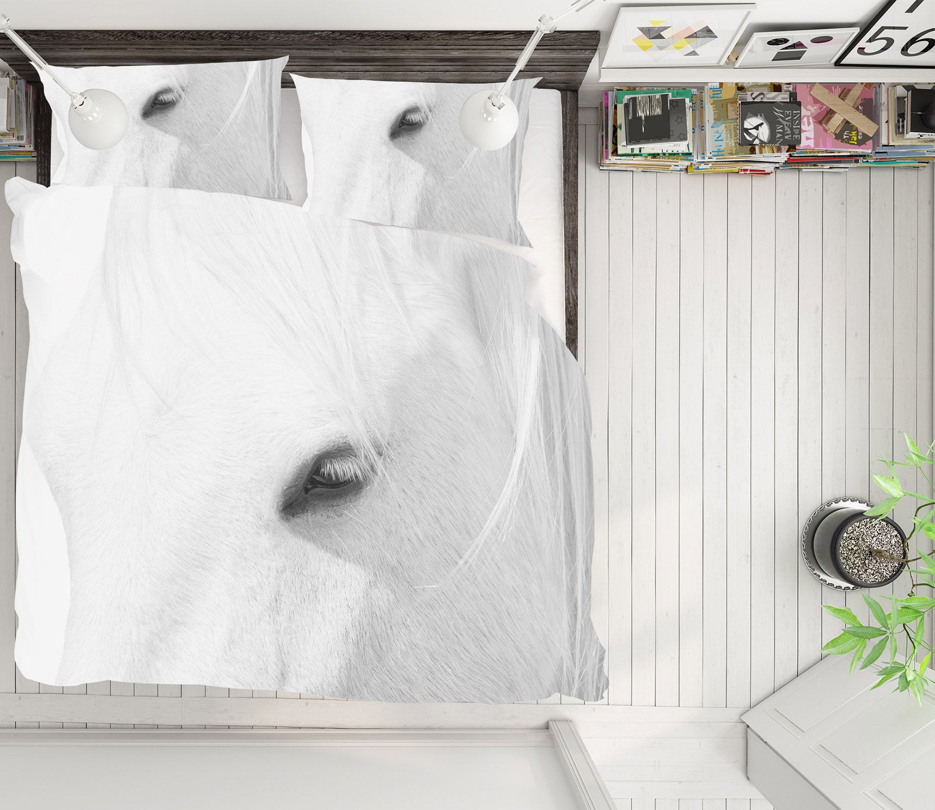 3D White Horse 168 Marco Carmassi Bedding Bed Pillowcases Quilt