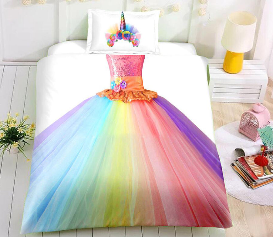 3D Multicolored Skirt 1122 Bed Pillowcases Quilt