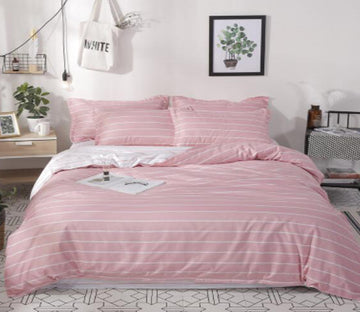 3D Pink Horizontal Stripes 4046 Bed Pillowcases Quilt