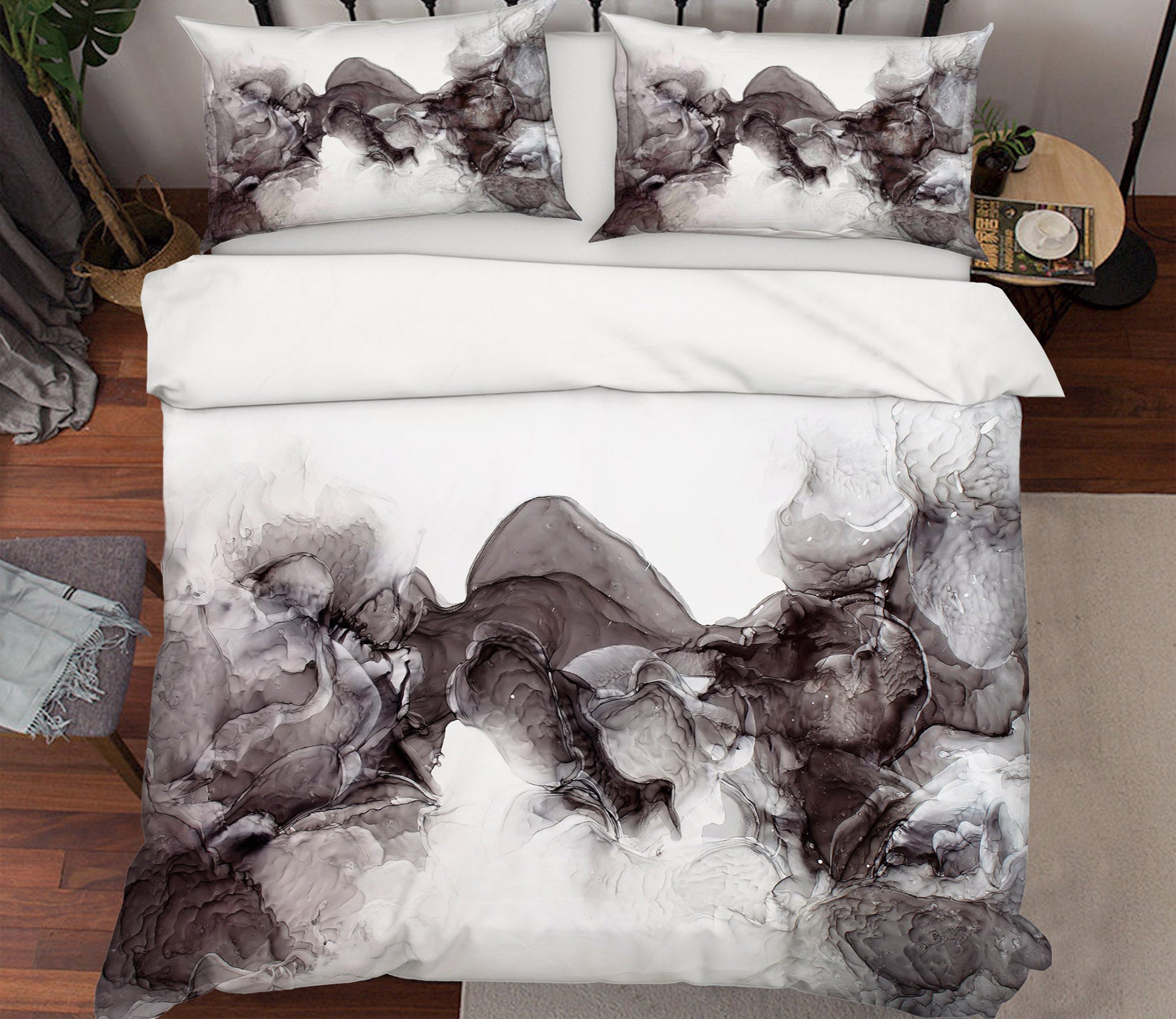 3D Black Gray 60138 Bed Pillowcases Quilt