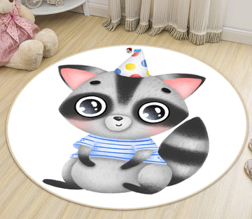 3D Civet Cat 74205 Round Non Slip Rug Mat