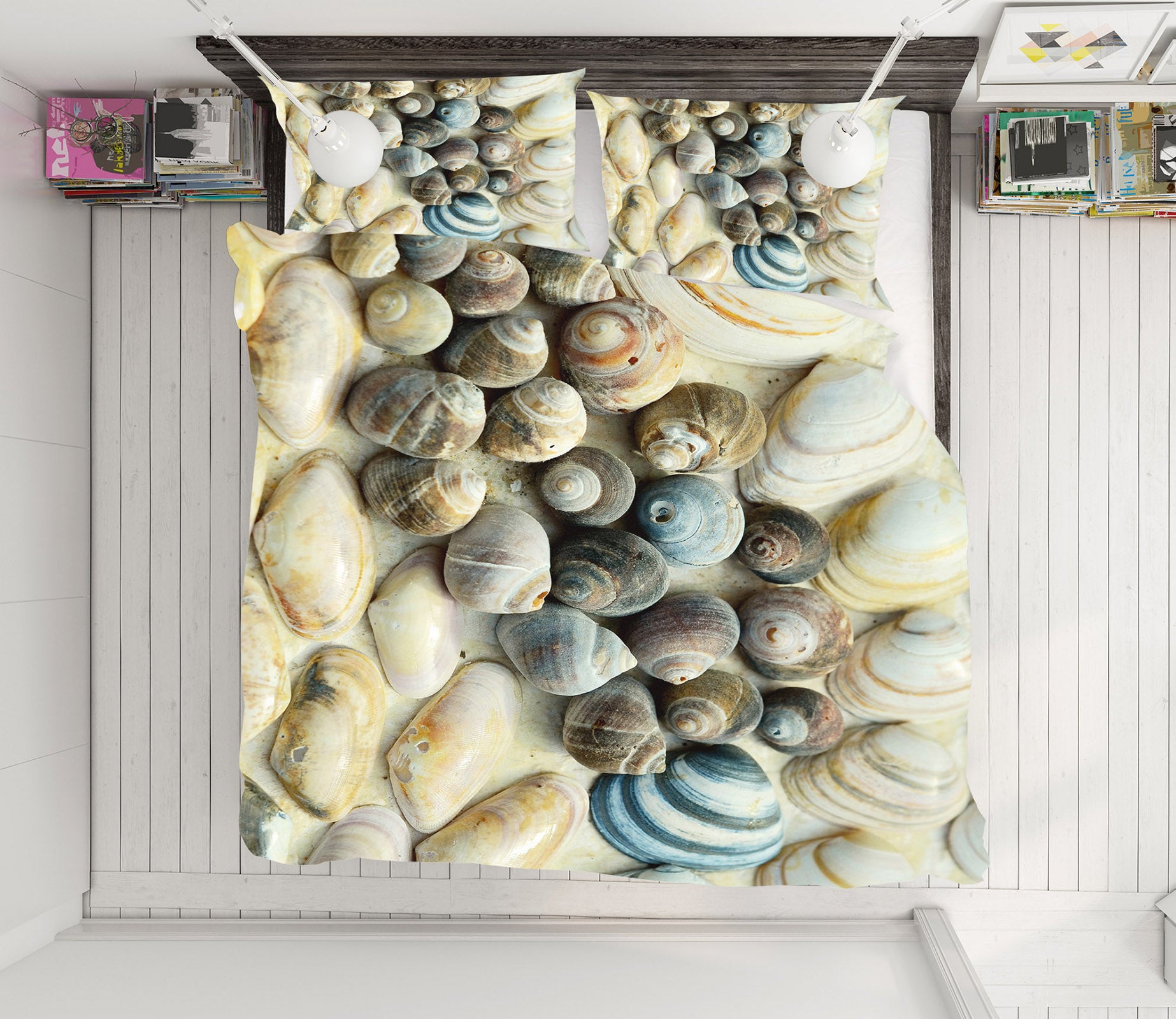 3D Shell 12145 Bed Pillowcases Quilt