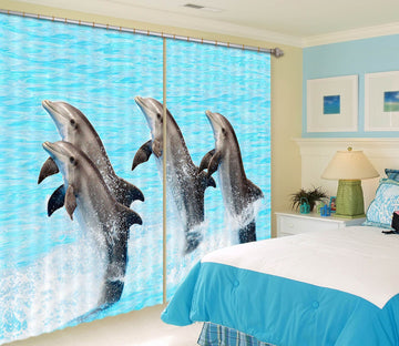 3D Dolphin Play 705 Curtains Drapes Wallpaper AJ Wallpaper 