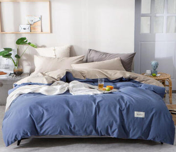 3D Navy Blue 4098 Bed Pillowcases Quilt
