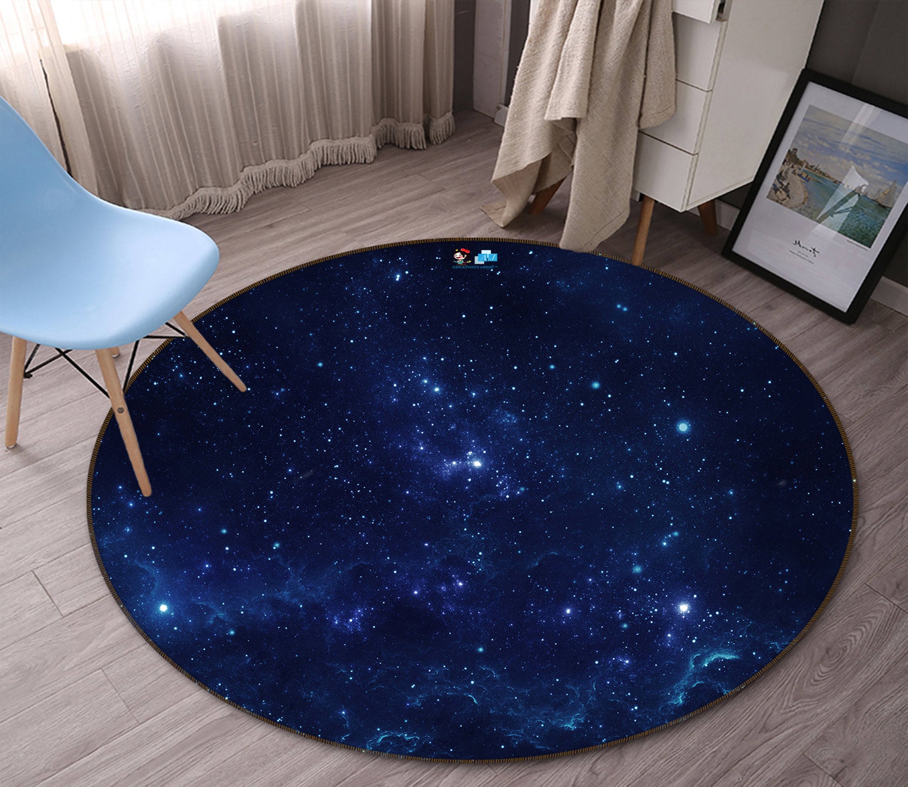 3D Starry Sky 72292 Round Non Slip Rug Mat