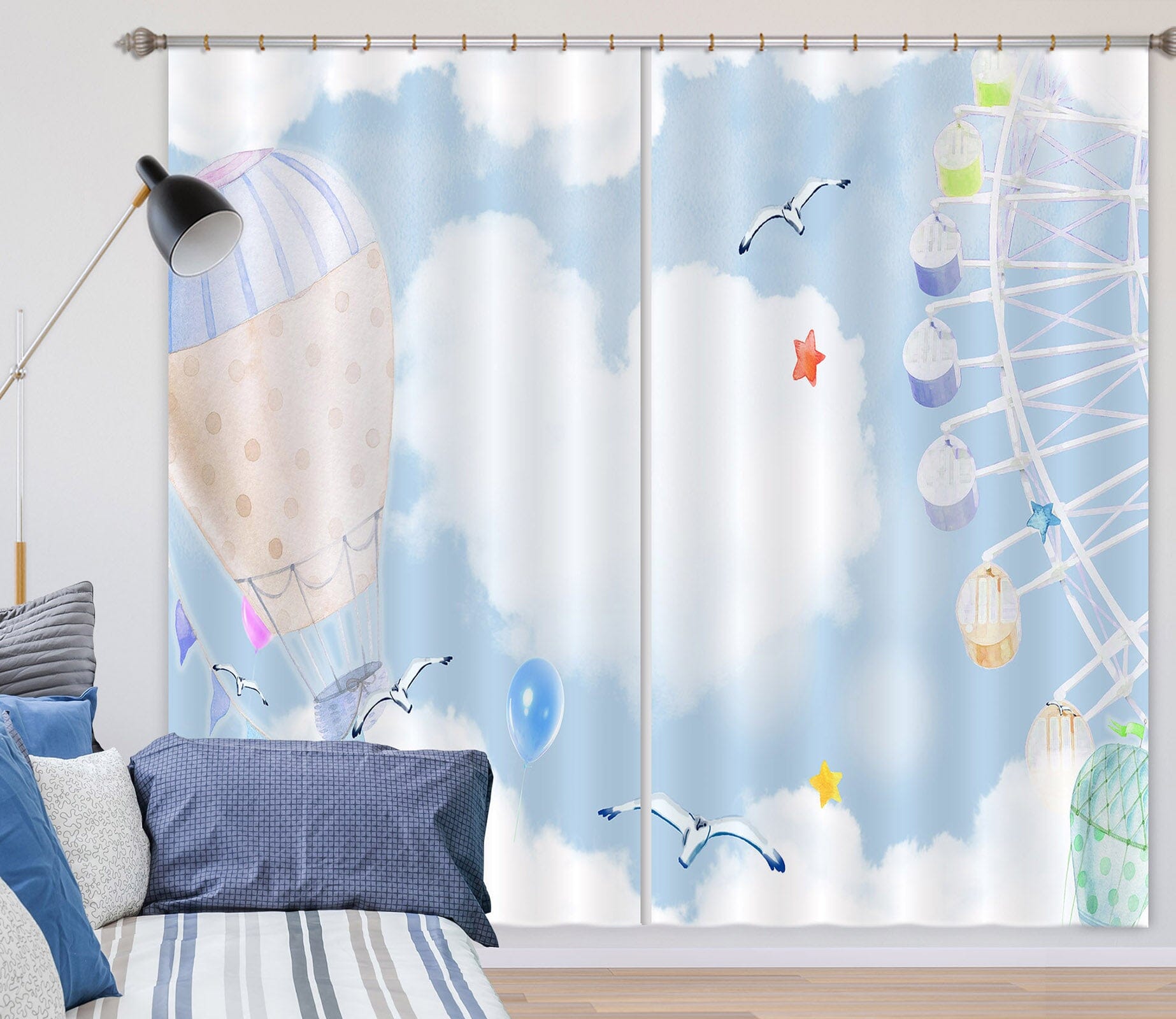 3D Color Ferris Wheel 746 Curtains Drapes Wallpaper AJ Wallpaper 