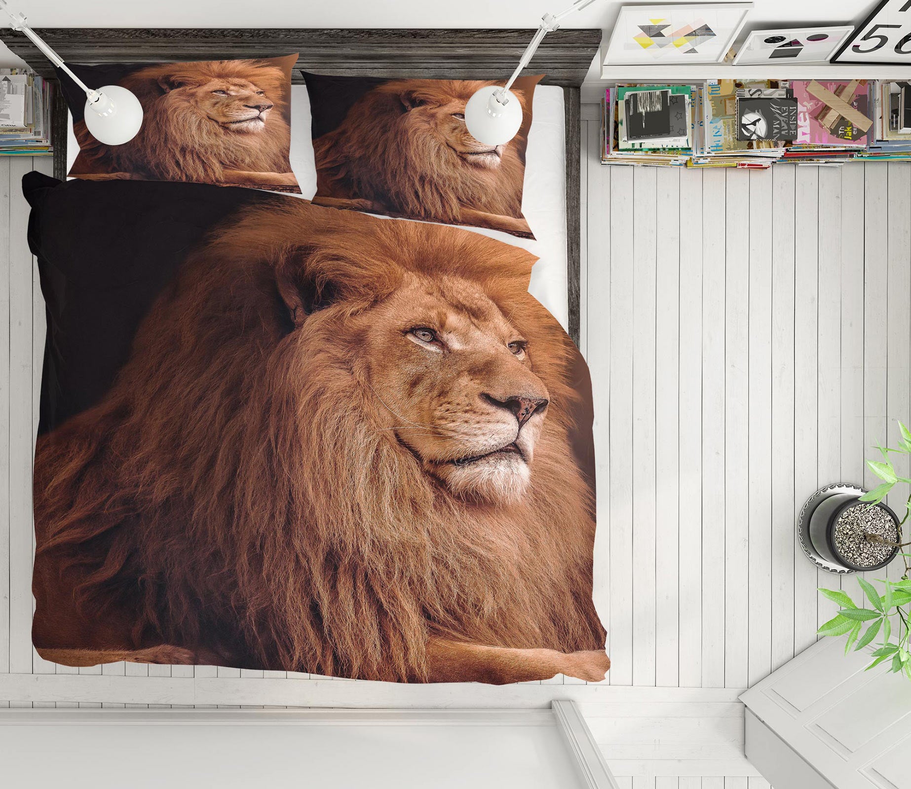 3D Lion 60004 Bed Pillowcases Quilt