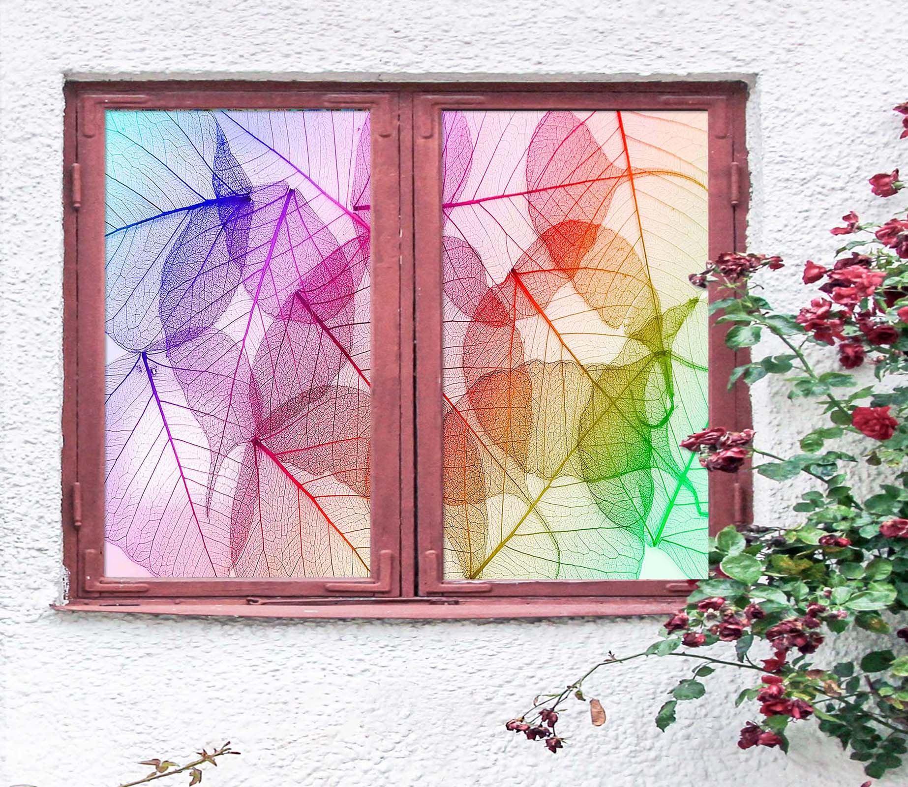 3D Leaf Texture 314 Window Film Print Sticker Cling Stained Glass UV Block