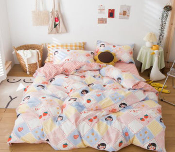 3D Strawberry Girl 40238 Bed Pillowcases Quilt