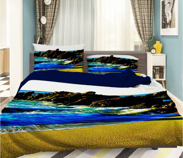 3D Yellow Beach Sea 048 Bed Pillowcases Quilt
