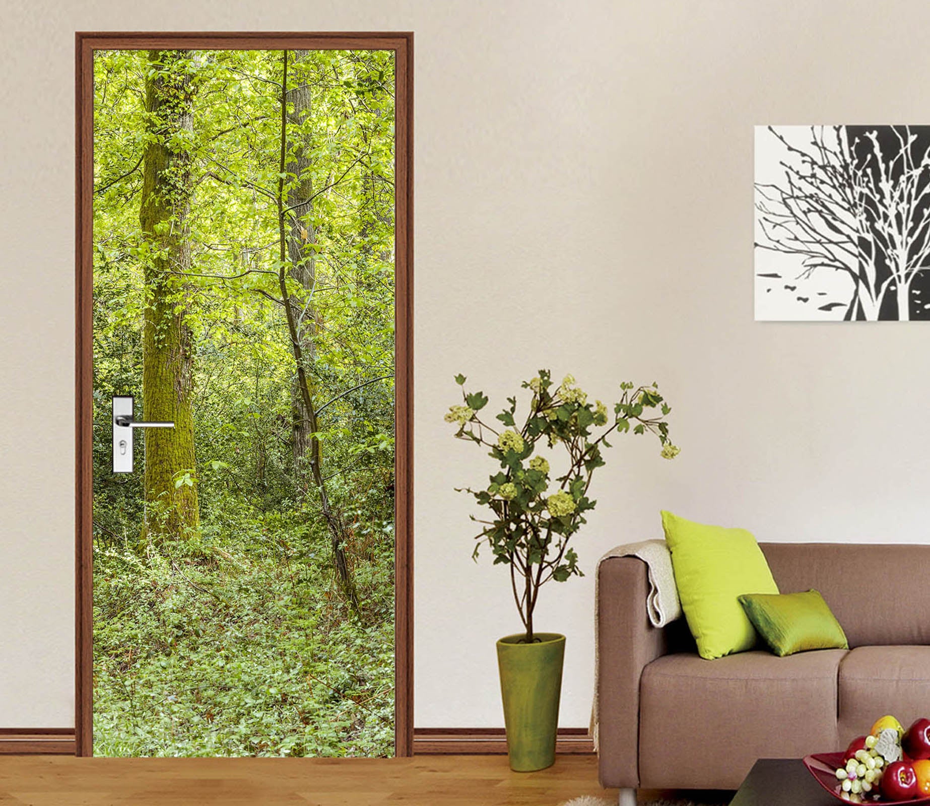 3D Green Leaves 5178 Assaf Frank Door Mural