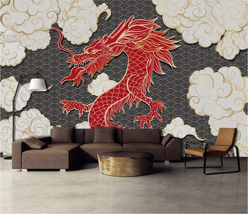 3D Red Dragon 2810 Wall Murals
