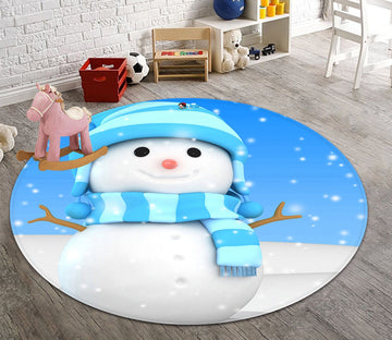 3D Snowman Scarf Hat 063 Round Non Slip Rug Mat Mat AJ Creativity Home 