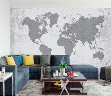 3D Gray Pattern 2157 World Map Wall Murals Wallpaper AJ Wallpaper 2 