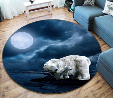 3D Polar Bear 82264 Animal Round Non Slip Rug Mat