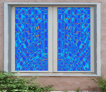 3D Blue Mosaic 256 Window Film Print Sticker Cling Stained Glass UV Block