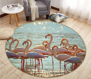 3D Flamingo 82218 Animal Round Non Slip Rug Mat