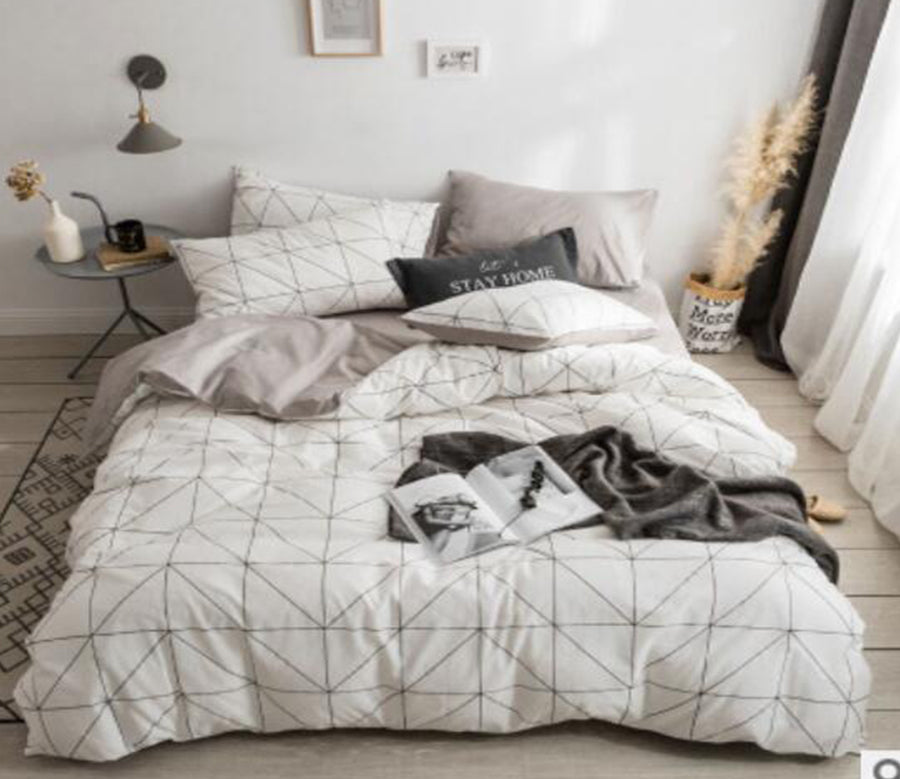 3D White Gray Lines 15072 Bed Pillowcases Quilt