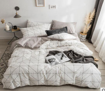 3D White Gray Lines 15072 Bed Pillowcases Quilt