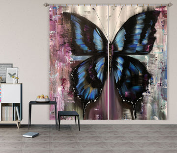 3D Blue Butterfly 2427 Skromova Marina Curtain Curtains Drapes
