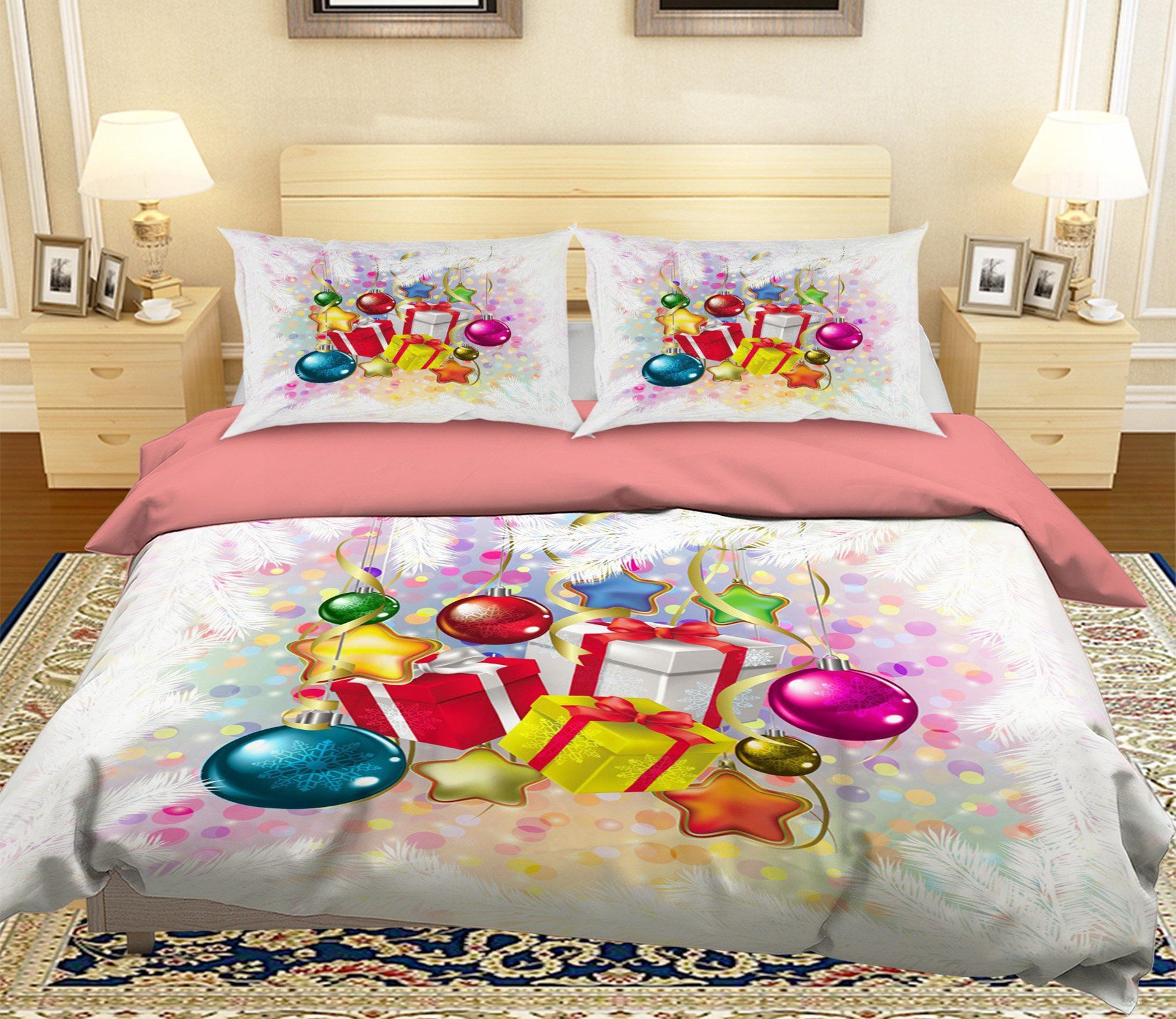 3D Christmas Colorful Ball Gift 46 Bed Pillowcases Quilt Quiet Covers AJ Creativity Home 